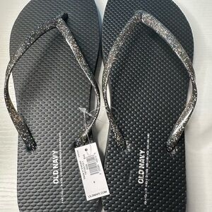 Women's Old Navy Black Glitter Flip Flops